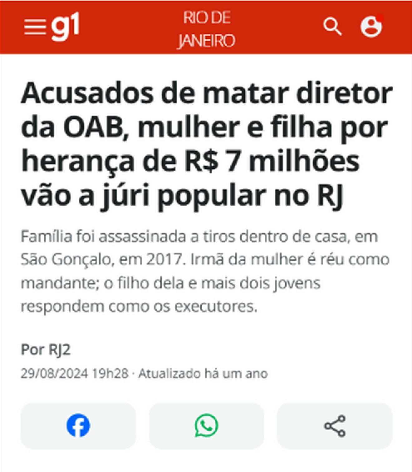 Matéria Jornalística - Caso Júri Popular e Herança